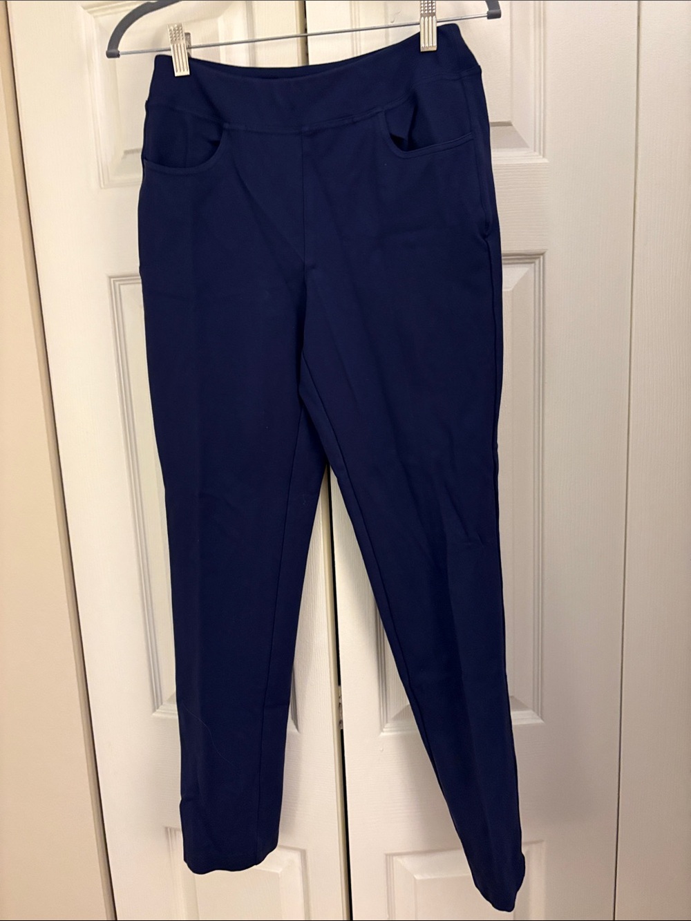 Belle by Kim Gravel Navy Ponte Ankle Pants